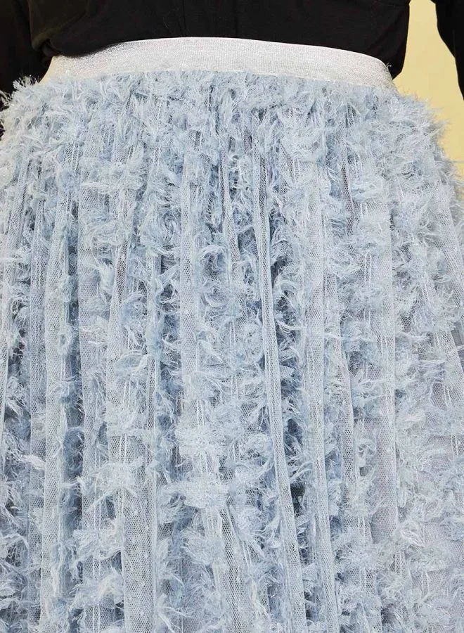 Styli Textured Mesh Midi Skirt