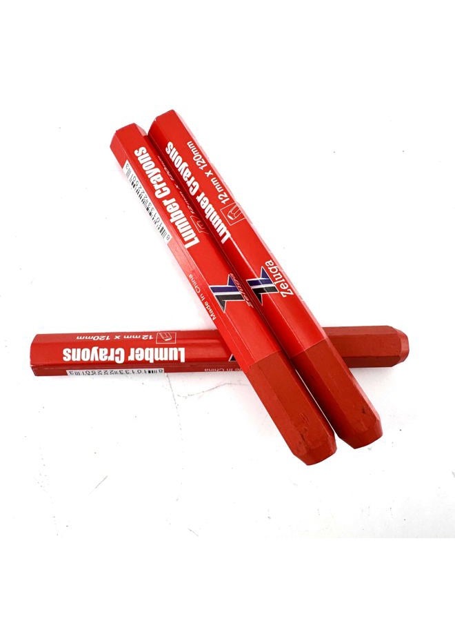 Zeluga 4.7in. x 0.47in. Hex Shape Industrial Lumber Marking Crayons for Clear and Permanent Markings, Red 12 Pack - Image 2