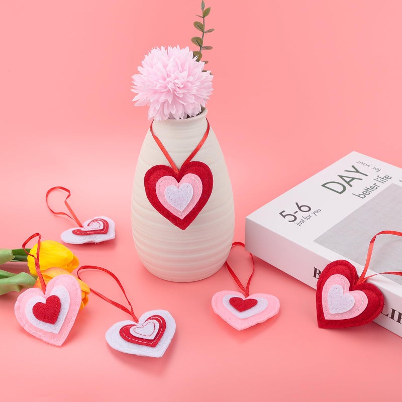 HSONAIGEE HASONAIGEE 24 Felt Heart Hanging Ornaments, Small Heart Valentine Ornaments for Tree Hanging Hearts Baubles Decoration for Valentinesâ€™ Day Christmas Home Wedding Party - Image 5