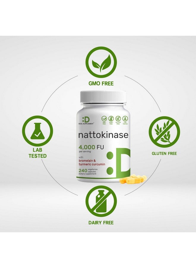 DEAL SUPPLEMENT مكمل ناتوكيناز 4,000 وحدة لكل حصة، 240 كبسولة نباتية - ناتو ياباني مع بروميلين، كركم كركومين ومركب فلفل أسود - إنزيمات هضمية وصحة القلب - غير معدلة وراثيًا، نباتي - Image 3