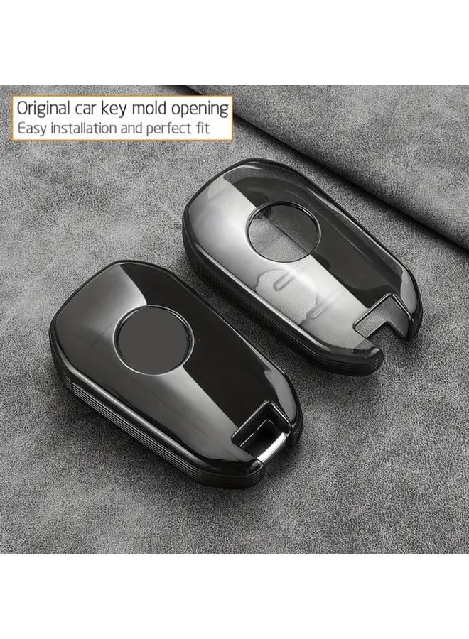 Transparent Black Key Fob Cover With Ring Clasp For Peugeot Citroen Car Models - Image 4