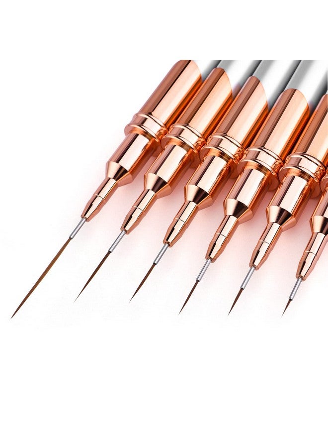 Yasterd 6Pcs Nail Art Brushes Liner Striping Brush Yasterd Super Fine Nail Art Long Striper Pen Set For Thin Lines Tiny Details Fine Drawing Delicate Coloring Elongated Lines Nail Brushes For Nail Art - Image 1