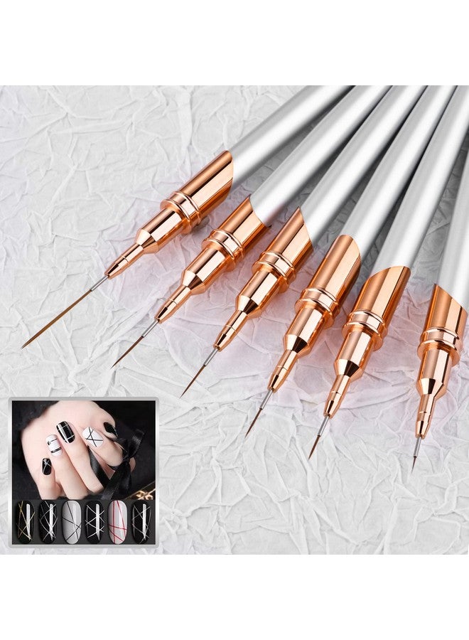 Yasterd 6Pcs Nail Art Brushes Liner Striping Brush Yasterd Super Fine Nail Art Long Striper Pen Set For Thin Lines Tiny Details Fine Drawing Delicate Coloring Elongated Lines Nail Brushes For Nail Art - Image 4