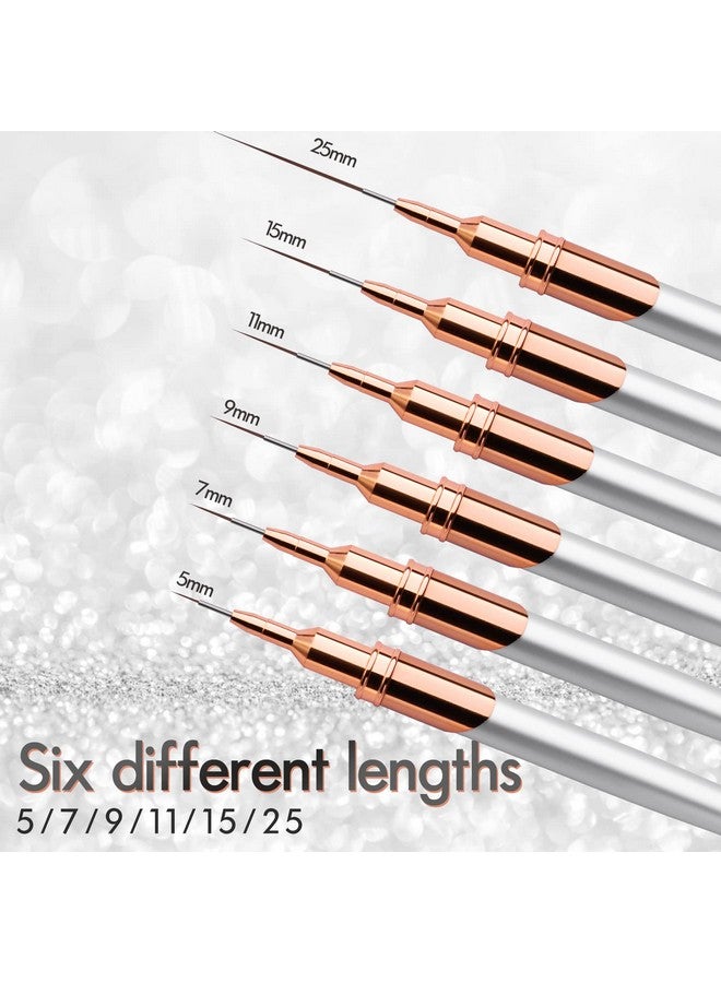 Yasterd 6Pcs Nail Art Brushes Liner Striping Brush Yasterd Super Fine Nail Art Long Striper Pen Set For Thin Lines Tiny Details Fine Drawing Delicate Coloring Elongated Lines Nail Brushes For Nail Art - Image 3