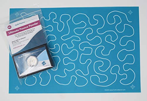 Full line Stencil  Beginners Choice Bundle Includes Pounce Pad with White Ultimate Iron Off Chalk and 31019 Large Stipple Meander Full Line Stencil QPU 31019