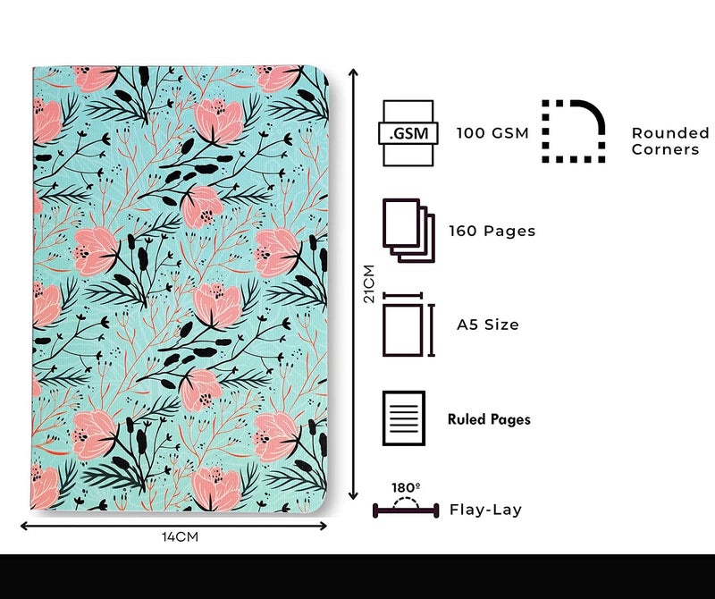 BOUND N FOUND 90 GSM A5 Journal: 160 Pages | Ruled | (Flower) - Image 2