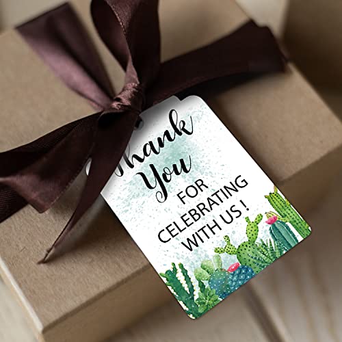 EKSPLODI Thank You for Celebrating with Us Tags, Greenery Thank You Tags for Wedding Favors, Bridal Showers, Birthdays, Parties and Baby Showers, Thank You Gift Tags with String, 50 Count. - Image 3