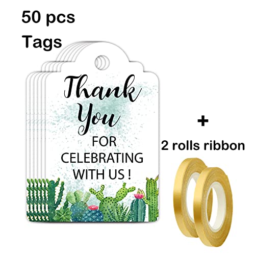 EKSPLODI Thank You for Celebrating with Us Tags, Greenery Thank You Tags for Wedding Favors, Bridal Showers, Birthdays, Parties and Baby Showers, Thank You Gift Tags with String, 50 Count. - Image 4