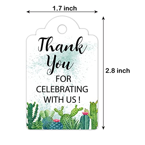 EKSPLODI Thank You for Celebrating with Us Tags, Greenery Thank You Tags for Wedding Favors, Bridal Showers, Birthdays, Parties and Baby Showers, Thank You Gift Tags with String, 50 Count. - Image 2