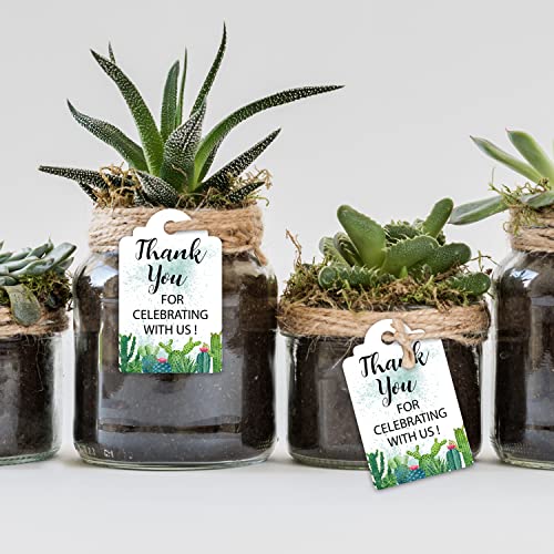 EKSPLODI Thank You for Celebrating with Us Tags, Greenery Thank You Tags for Wedding Favors, Bridal Showers, Birthdays, Parties and Baby Showers, Thank You Gift Tags with String, 50 Count. - Image 5