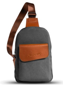 Generic Motevia Men's Crossbody Shoulder Bag Large Zipper Pocket Front Snap On Duck Canvas Crossbody Bag for Men Durable Reinforced Canvas  - Image 1