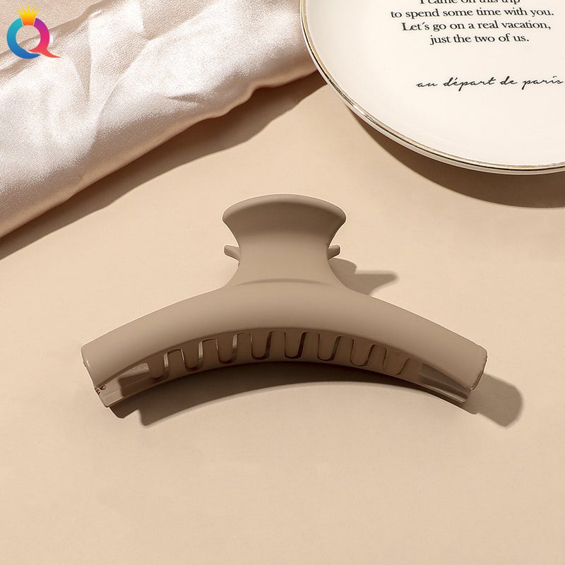 Generic Qiyue Korean curry simple shark clip frosted hairpin fashion back head plate hair clip hair accessories wholesaleMilk coffee scrub grip-hanger Milk coffee scrub grip-hanger
