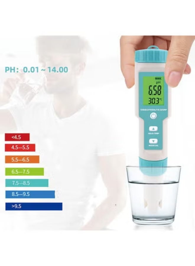 7 in 1 Water Quality Tester Pen Meter for Pools, Drinking Water Aquariums hydroponic Cooking Tester Measure Water by 7 parameters: PH/TDS/EC/ORP/S.G/Water Salinity/Temp - Image 4