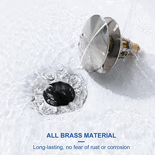 PerPaiMe 3-in-1 Universal Bathroom Sink Stopper - Brushed Nickel Pop Up Sink Drain Stopper, Brass Bounce Bullet Core Sink Stopper Replacement, Wash Basin Drain Filter Plug with Anti-Clogging Strainer - Image 5