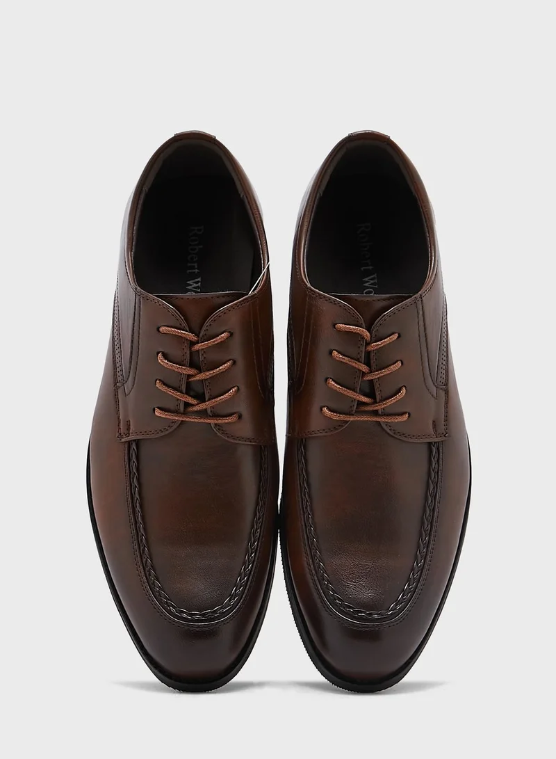 Robert Wood Faux Leather Apron Weave Detail Formal Lace Ups