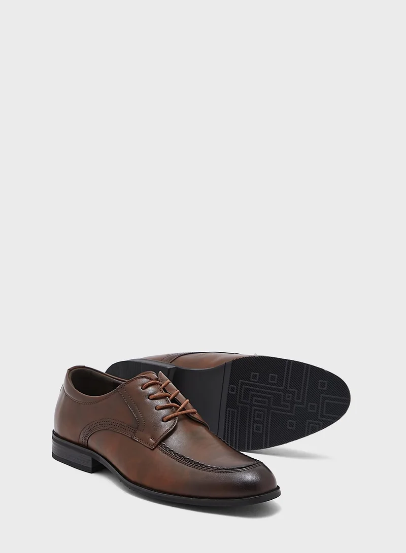 Robert Wood Faux Leather Apron Weave Detail Formal Lace Ups