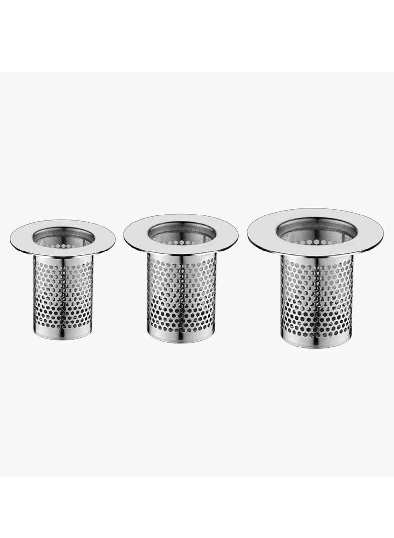 3 Pack Sink Strainer Bathroom Sink, Floor Drain Strainer, Stainless Steel Hair Strainer for Bathroom, Laundry, RV and Lavatory (Size from 1.25 to 2.17） - Image 1