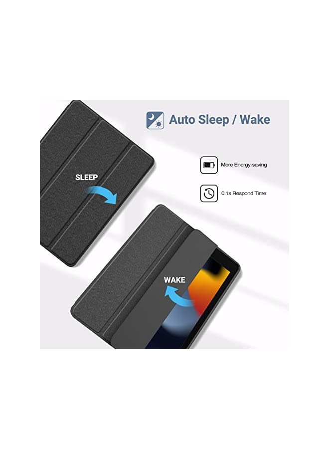 Procases Ipad 10.2 Case Ipad 9Th Generation 2021/ Ipad 8Th Generation 2020/ Ipad 7Th Generation 2019 Case With Pencil Holder, Trifold Stand Hard Frosted Back Smart Cover For Ipad 10.2 Inch -Black - Image 5