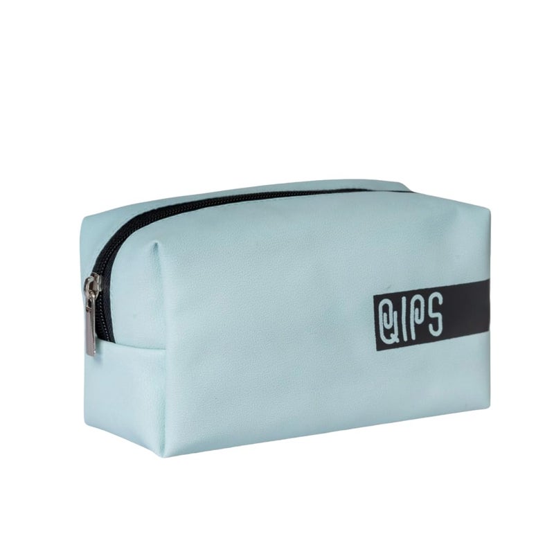 QIPS Rectangular Multipurpose Pouch | Travel-Friendly PU Leather Zip Organizer Bag | Water-Resistant Makeup, Toiletry, Utility & Stationery Case | Compact & Stylish | (Sky Blue) - Image 1
