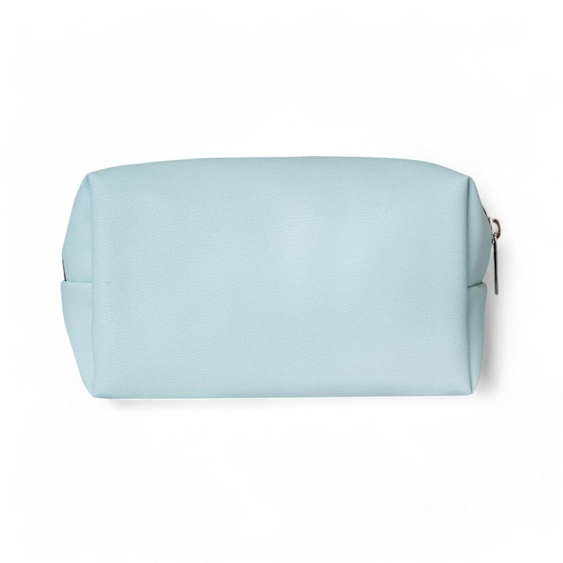 QIPS Rectangular Multipurpose Pouch | Travel-Friendly PU Leather Zip Organizer Bag | Water-Resistant Makeup, Toiletry, Utility & Stationery Case | Compact & Stylish | (Sky Blue) - Image 5