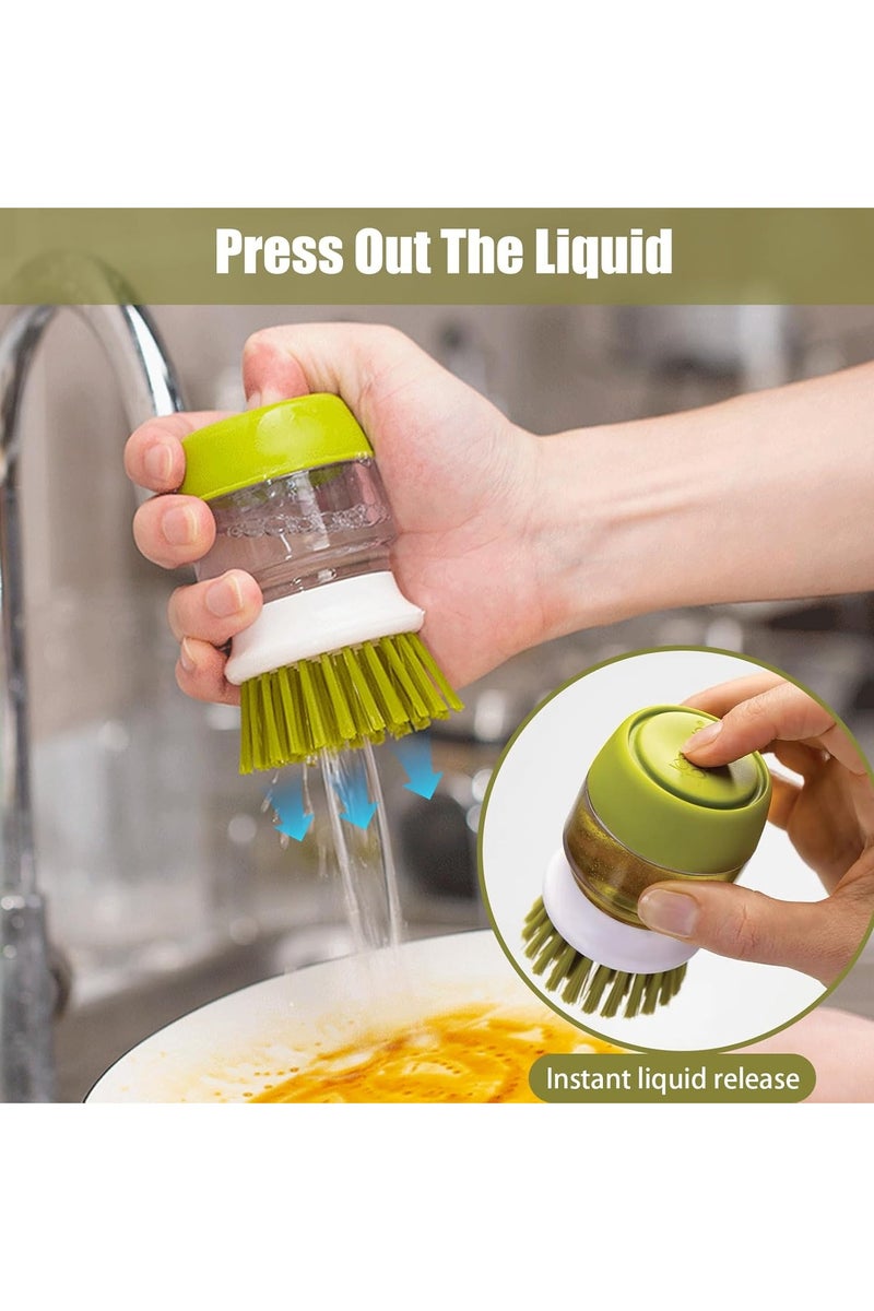 Soap Dispenser Dish Brush Palm Brush Scrub Brush Equipped with Storage Bracket and Drainage Base,Easy to Clean Kitchen Utensils and Sink, Includes a Replaceable Brush（Green） - Image 4