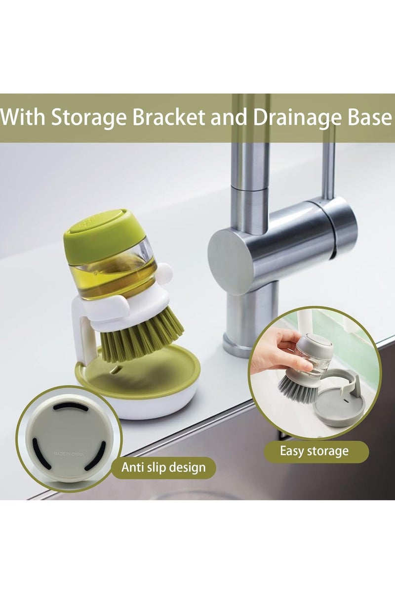 Soap Dispenser Dish Brush Palm Brush Scrub Brush Equipped with Storage Bracket and Drainage Base,Easy to Clean Kitchen Utensils and Sink, Includes a Replaceable Brush（Green） - Image 5