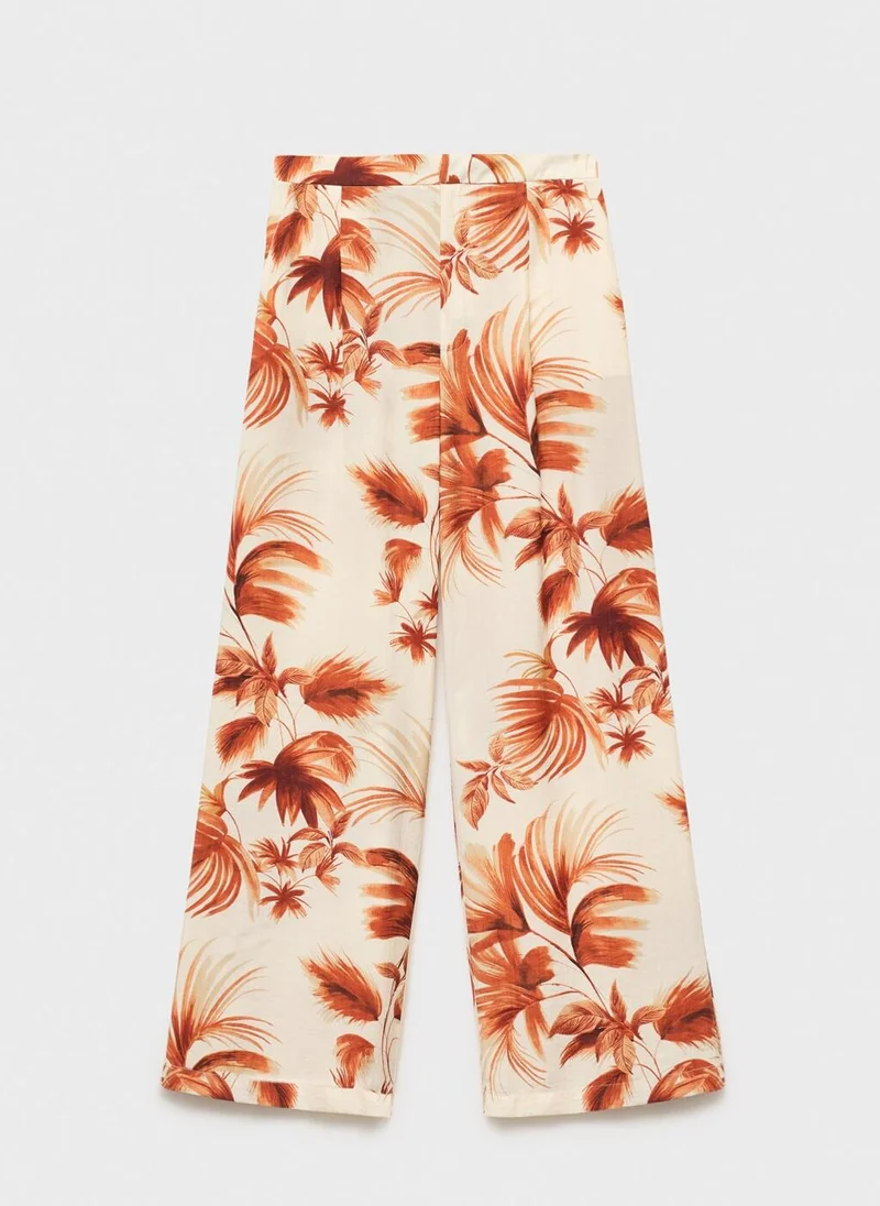 MANGO  Straight-leg trousers with palm tree print for Women | Best Price UAE