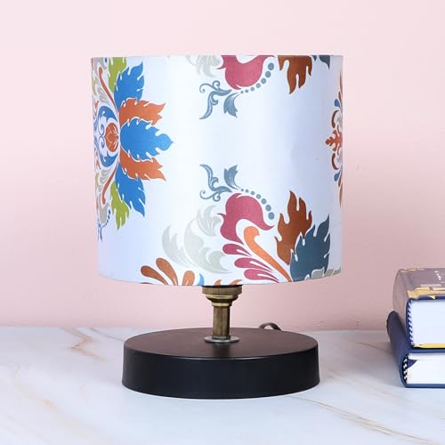 Tu Casa Table Lamp | Black Metal Base | English Oak Print Satin Shade Bedside Lamp for Bedroom Living Room Office Study | Home Décor & Gifting | H-9 Inch (No Bulb) - Image 5