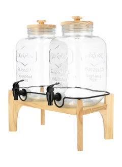 ALBERTO 2 Pieces Glass Juice Dispenser set with Stand Clear 3.8 Liter  - Image 2