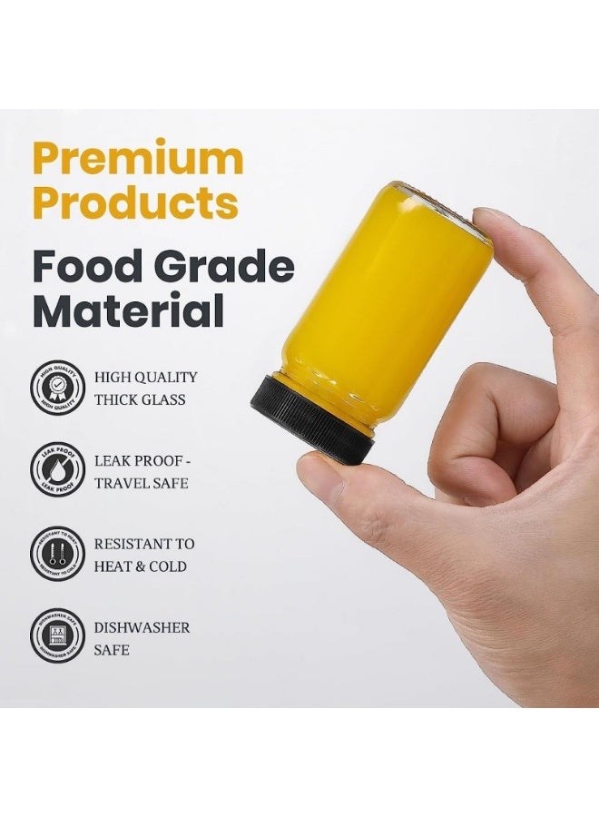 SHAOZHEN 12 Pack Small Glass Juice Bottle Clear Mini Glass Bottles with Lids Reusable Glass Juice Jar Small vegetable juice Storage Bottle Vintage Breakfast Shake Container for Drinking Water Honey Storage Bottle - Image 4