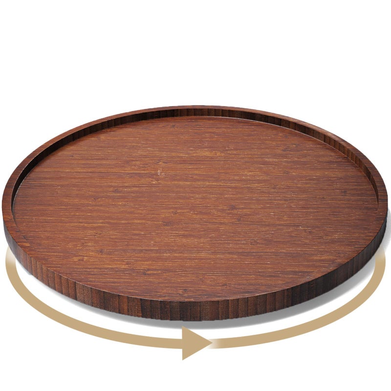 VERTORGAN Lazy Susan Organizer for KitchenBamboo Turntable for CabinetPantryVanityLargeBrown