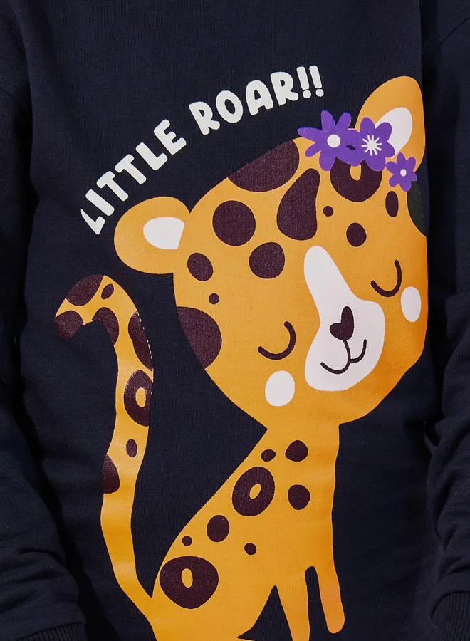 Styli Graphic Print Round Neck Sweatshirt