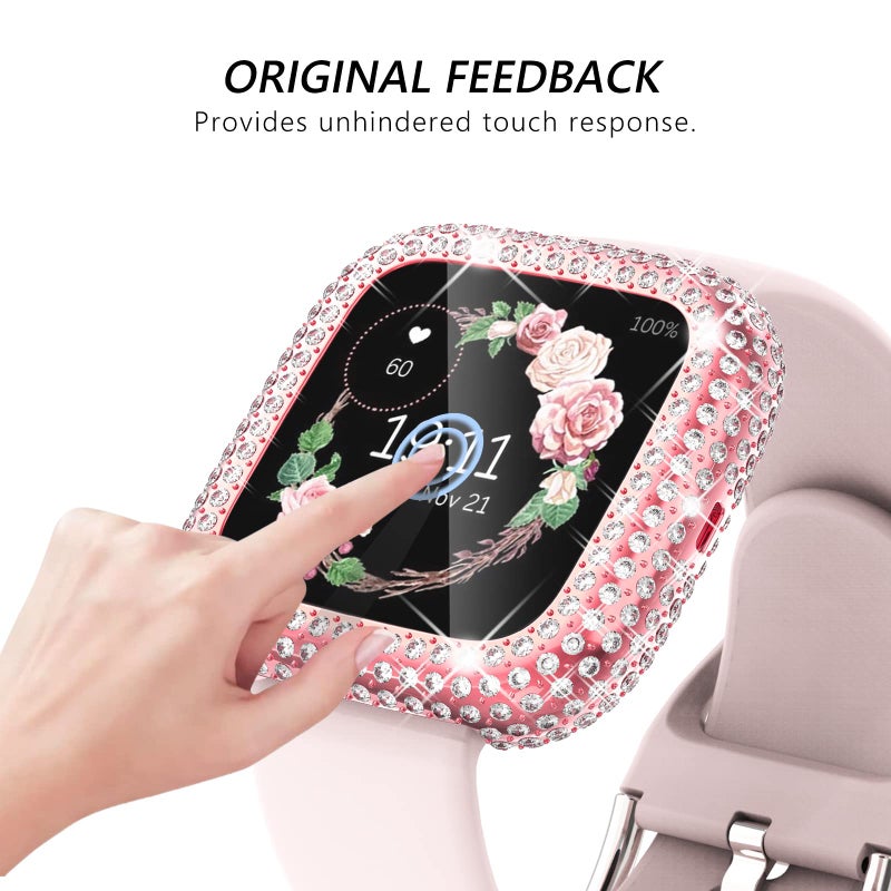 CHANCHY 4 Pack Bling Case Compatible with Fitbit Versa 2 Case Screen Protector, Over 200 Crystal Soft TPU Full Protective Case Cover Bumper for Fitbit Versa 2 Smart Watch, Rose Gold/Pink/Clear/Silver - Image 4