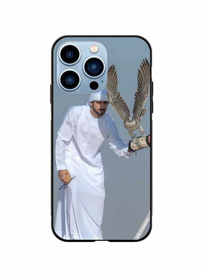 VR CREATIVE غطاء حماية واقٍ لهاتف أبل آيفون 14 برو ماكس تصميم الشيخ حمدان النسر الطائر متعدد الألوان - Image 1