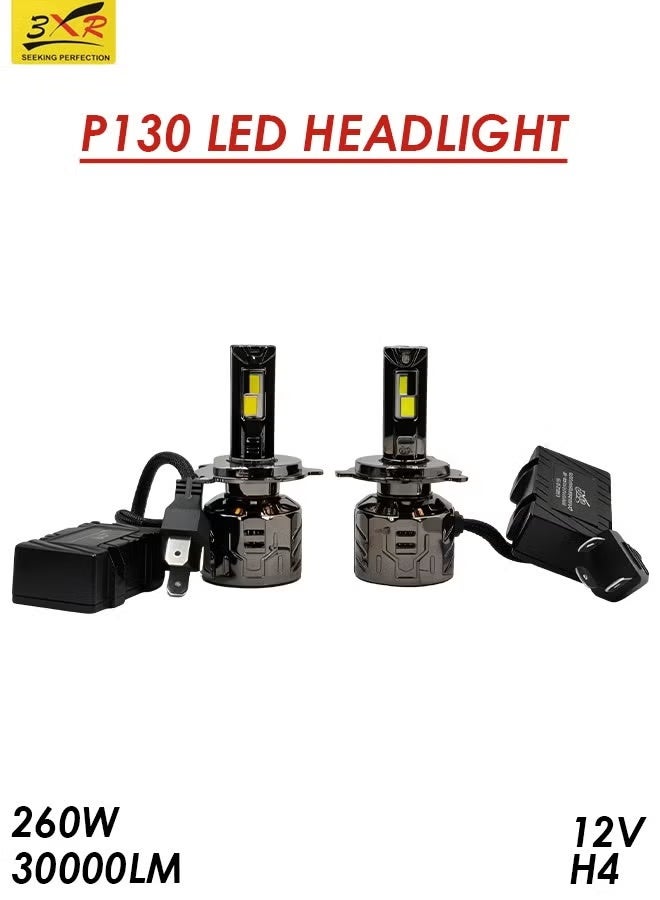 3XR P130 LED Headlight 260W 30000LM 12V Dual Beam 6500K Cool White IP65 Waterproof, High Power Fan Cooling Long Life Auto Headlamp. - Image 2