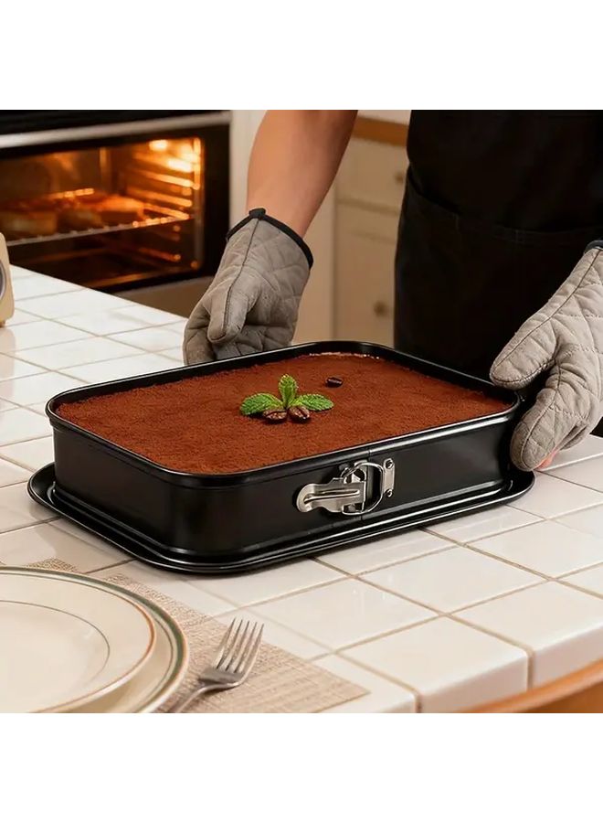 4pcs Carbon Steel Rectangular Cake Pans with Removable Bottom Non Stick Bakeware Set - Image 4