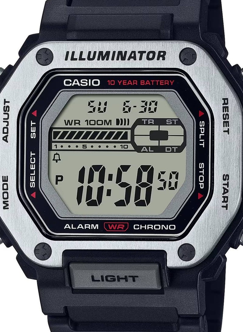 CASIO ساعة رقمية مقاومة للماء بسوار من الراتنج MWD-110H-1AV - Image 3
