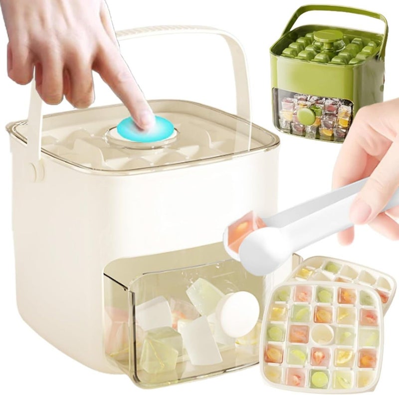 Lovelyduo Lovelyduo Premium Double Layer Ice Cube Tray with Lid Storage Bin Ice Maker Box for Freezer Perfect for Whiskey Cocktails Cold Drinks More Includes 2 Ice Trays Ice Bin Tweezers White - Image 2