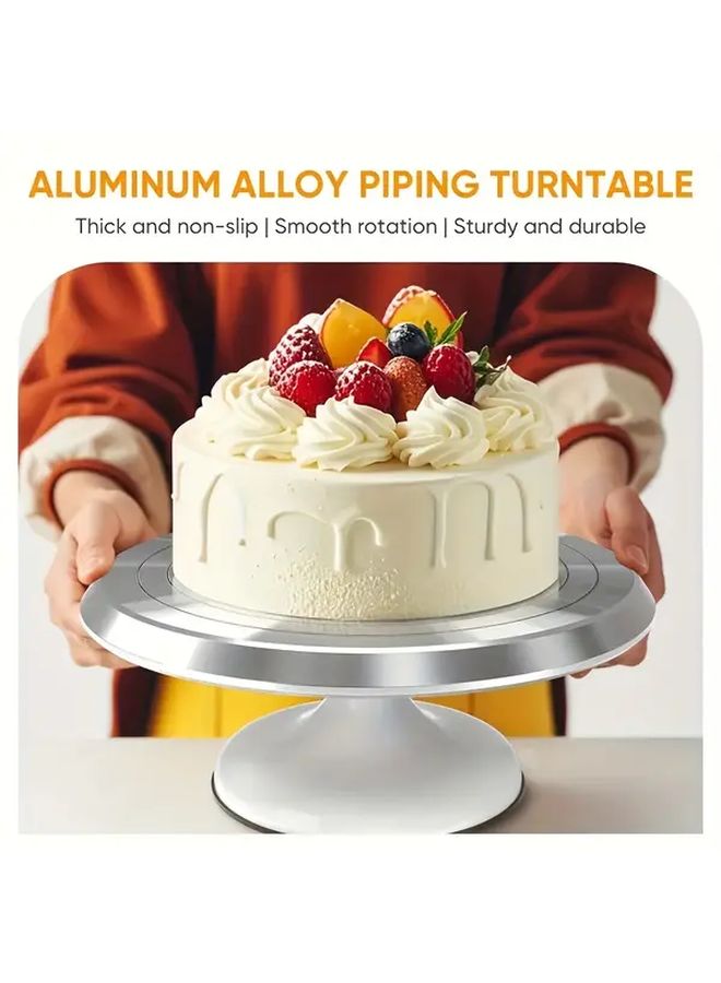 10 Inch Azure Aluminum Alloy Cake Turntable Stand With Non Slip Plastic Base - Image 5