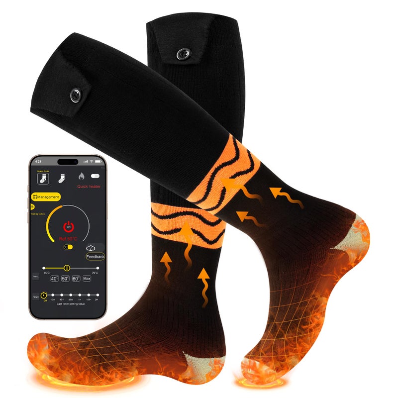 Heat Nice Heated Socks for Men Women, with APP Control, Washable Winter Foot Warmer Socks 6000 mAh Rechargeable Electric Socks, for Outdoor Camping, Hunting, Skiing, Hiking, Fishing, Cycling, Work - Image 1