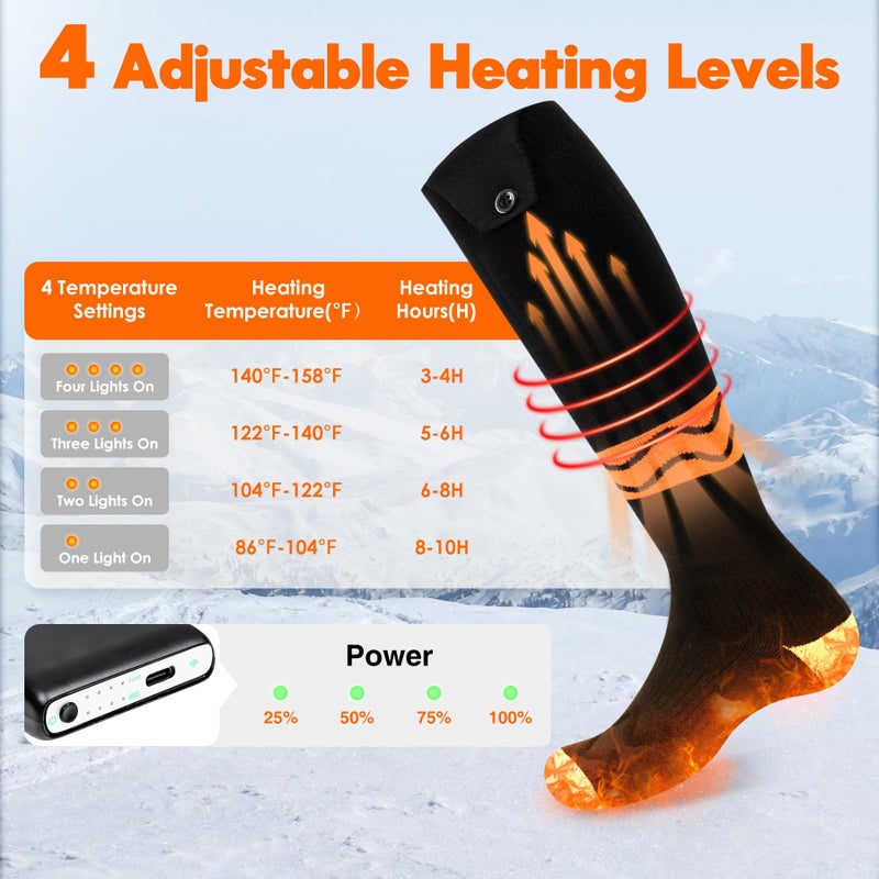 Heat Nice Heated Socks for Men Women, with APP Control, Washable Winter Foot Warmer Socks 6000 mAh Rechargeable Electric Socks, for Outdoor Camping, Hunting, Skiing, Hiking, Fishing, Cycling, Work - Image 3