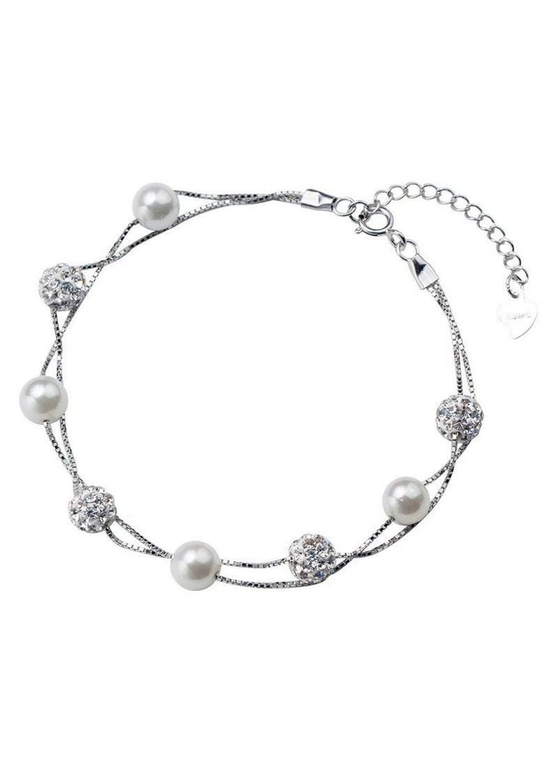 جلوسكي Double-Layer Pearl Star Bracelet for Women – Dainty Elegant Design, Minimalist Luxury Jewelry, Daily  Party Wear - Image 5