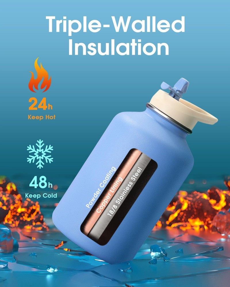 Coolflask 64 oz water bottle blue blue - Image 2