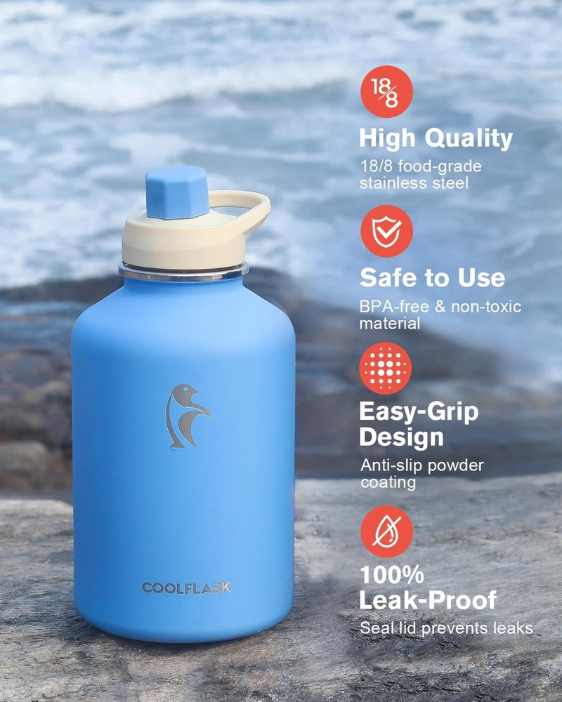 Coolflask 64 oz water bottle blue blue - Image 5