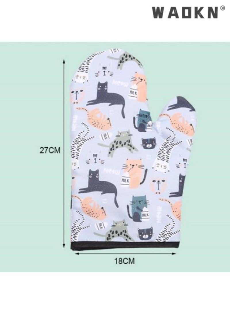 WAOKN Cute Cat Oven Mitts,Thick Lining,Heat-Resistant Gloves, Ideal for Microwave and Oven Use, High Temperature Protection, Comfortable and Safe for Cooking,Kitchen Essential,2 PCS  - Image 5
