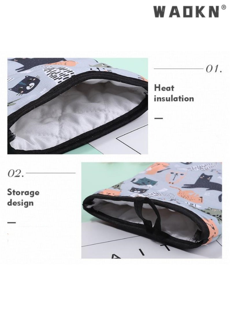 WAOKN Cute Cat Oven Mitts,Thick Lining,Heat-Resistant Gloves, Ideal for Microwave and Oven Use, High Temperature Protection, Comfortable and Safe for Cooking,Kitchen Essential,2 PCS  - Image 3