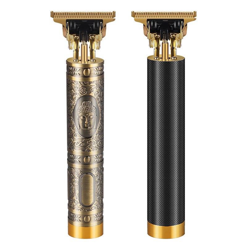 Carved Oil Head Electric Clipper Home Professional Electric Clipper Carving Push White Bald Head Shaving Silent T9 Hair Clipper - Image 4