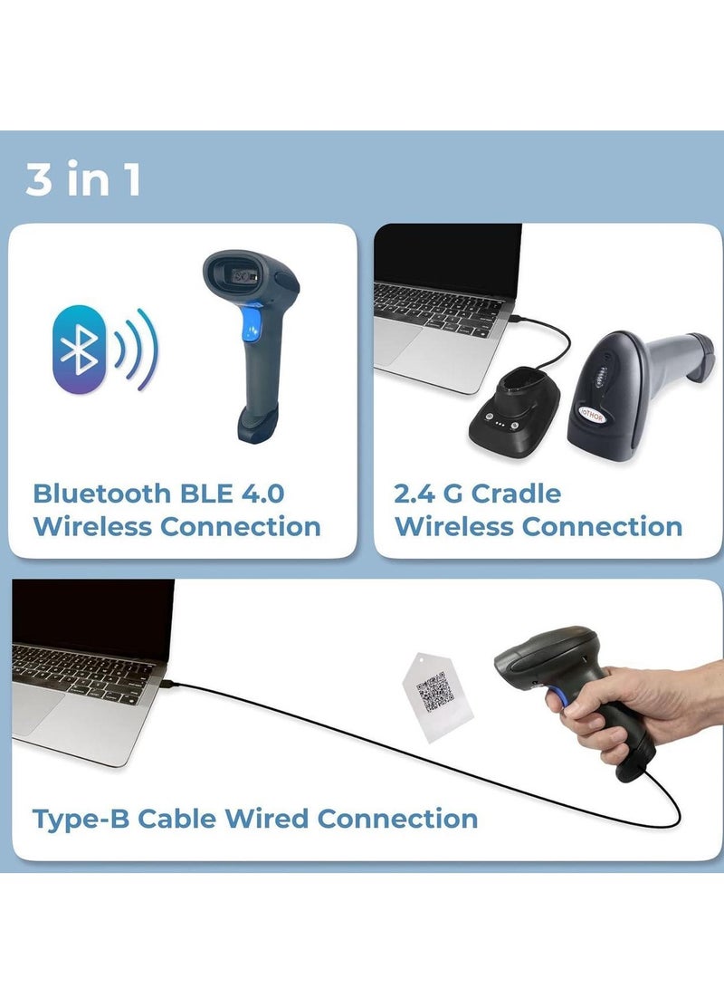 بوزون Wireless Barcode Scanner USB Cordless 1D 2D Dotcode Laser Automatic Reader Handhold BarCode Reader - Image 2