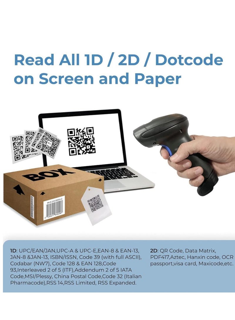 بوزون Wireless Barcode Scanner USB Cordless 1D 2D Dotcode Laser Automatic Reader Handhold BarCode Reader - Image 4