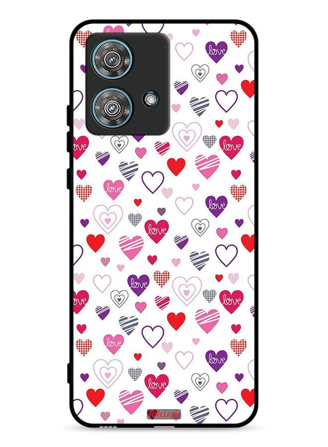 Tolwak Motorola Edge 40 Neo 5G Protective Case Cover Hearts Doodle - Image 1
